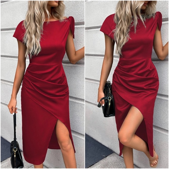 Luxe violet Ruched Evening Formal Party Dress - Picture 2 of 10